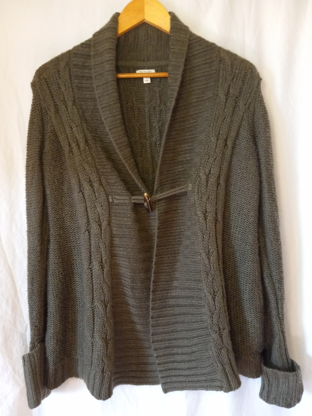 Sonoma Shawl-Collar Toggle Cardigan Sweater - Olive - Large